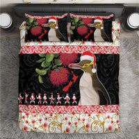 New Zealand Merry Christmas Bedding Set Hoiho Xmas - Haka Dance and Pohutukawa LT03 White - Polynesian Pride