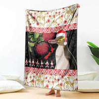 New Zealand Merry Christmas Blanket Hoiho Xmas - Haka Dance and Pohutukawa LT03 - Polynesian Pride