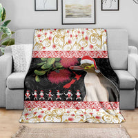 New Zealand Merry Christmas Blanket Hoiho Xmas - Haka Dance and Pohutukawa LT03 - Polynesian Pride