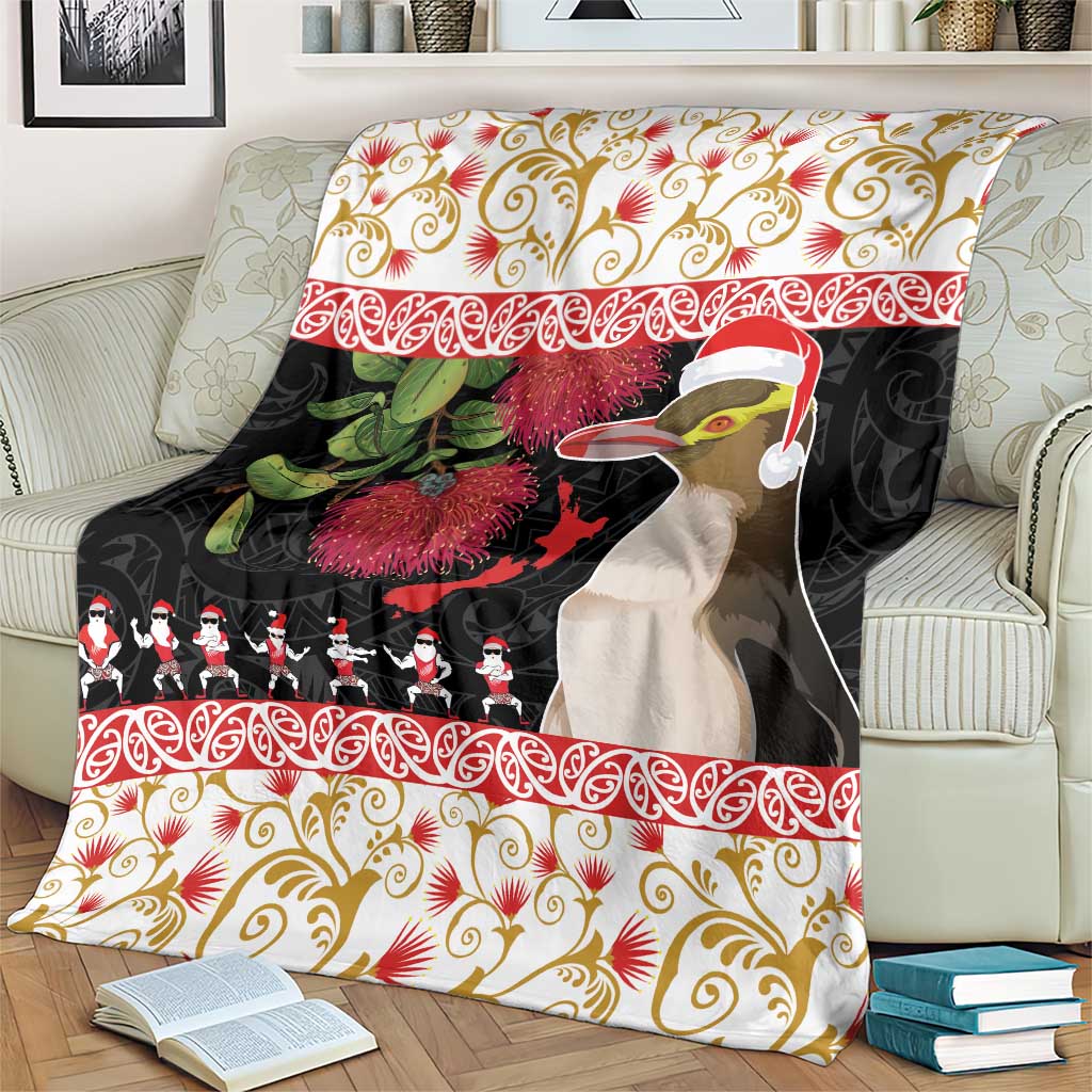 New Zealand Merry Christmas Blanket Hoiho Xmas - Haka Dance and Pohutukawa LT03 - Polynesian Pride