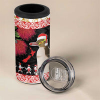 New Zealand Merry Christmas 4 in 1 Can Cooler Tumbler Hoiho Xmas - Haka Dance and Pohutukawa LT03 - Polynesian Pride
