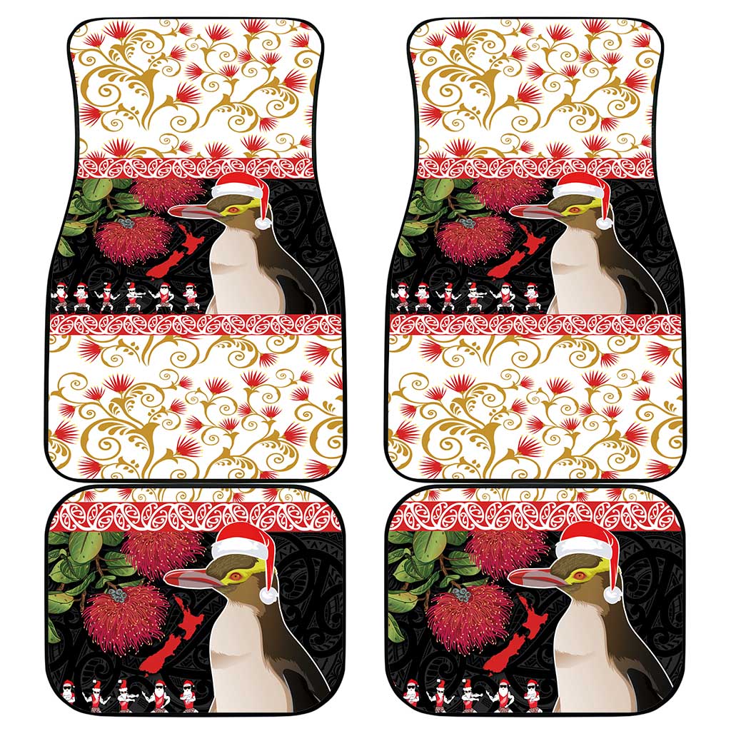 New Zealand Merry Christmas Car Mats Hoiho Xmas - Haka Dance and Pohutukawa LT03 - Polynesian Pride