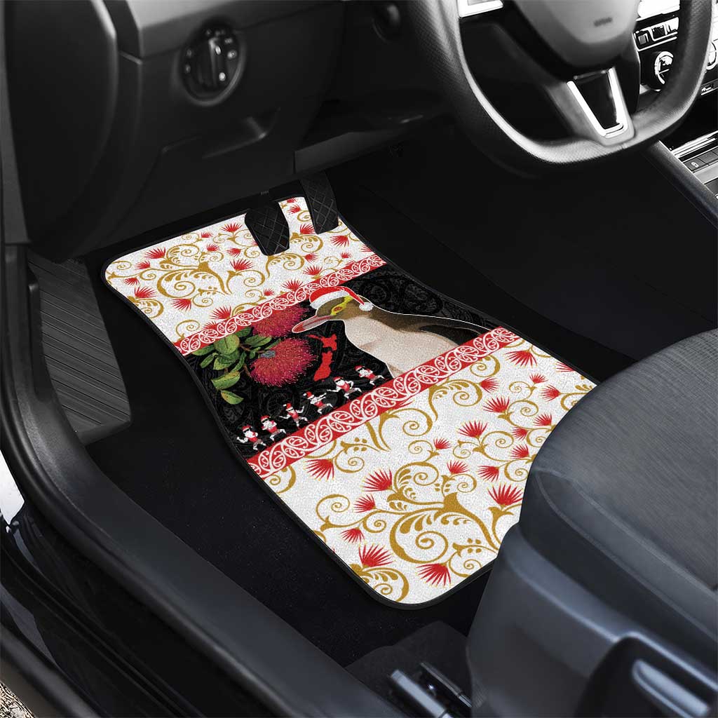 New Zealand Merry Christmas Car Mats Hoiho Xmas - Haka Dance and Pohutukawa LT03 - Polynesian Pride