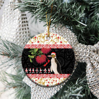 New Zealand Merry Christmas Ceramic Ornament Hoiho Xmas - Haka Dance and Pohutukawa LT03 - Polynesian Pride