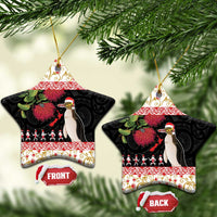 New Zealand Merry Christmas Ceramic Ornament Hoiho Xmas - Haka Dance and Pohutukawa LT03 Star White - Polynesian Pride