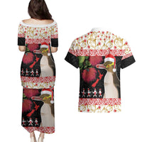 New Zealand Merry Christmas Couples Matching Puletasi and Hawaiian Shirt Hoiho Xmas - Haka Dance and Pohutukawa LT03 - Polynesian Pride
