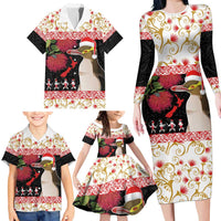 New Zealand Merry Christmas Family Matching Long Sleeve Bodycon Dress and Hawaiian Shirt Hoiho Xmas - Haka Dance and Pohutukawa LT03 - Polynesian Pride