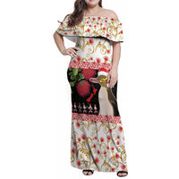 New Zealand Merry Christmas Family Matching Off Shoulder Maxi Dress and Hawaiian Shirt Hoiho Xmas - Haka Dance and Pohutukawa LT03 Mom's Dress White - Polynesian Pride
