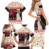 New Zealand Merry Christmas Family Matching Short Sleeve Bodycon Dress and Hawaiian Shirt Hoiho Xmas - Haka Dance and Pohutukawa LT03 - Polynesian Pride
