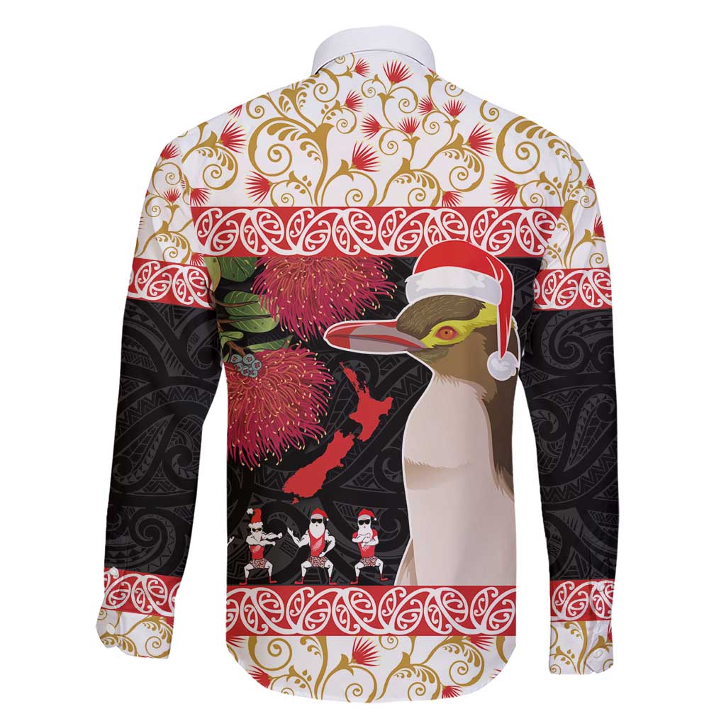 New Zealand Merry Christmas Family Matching Short Sleeve Bodycon Dress and Hawaiian Shirt Hoiho Xmas - Haka Dance and Pohutukawa LT03 - Polynesian Pride