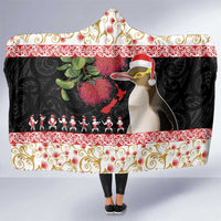 New Zealand Merry Christmas Hooded Blanket Hoiho Xmas - Haka Dance and Pohutukawa LT03 One Size White - Polynesian Pride