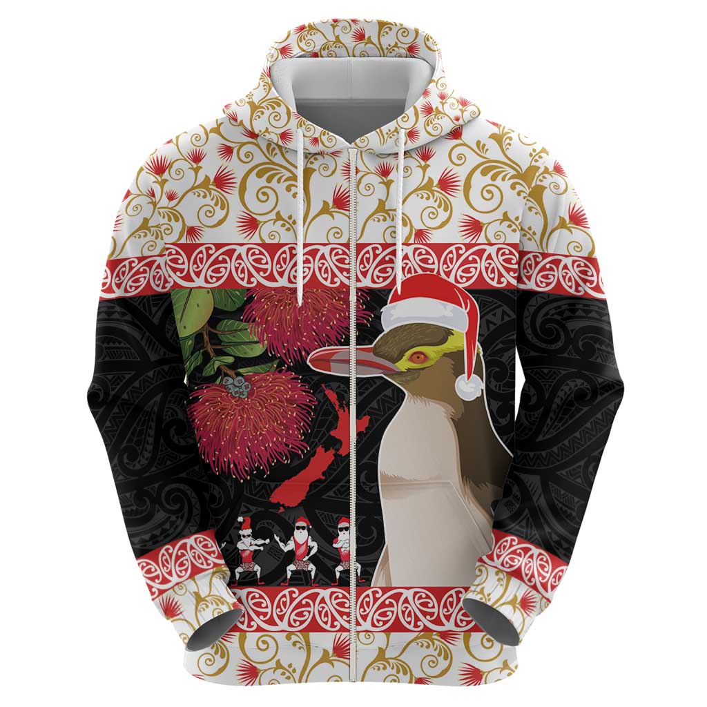 New Zealand Merry Christmas Hoodie Hoiho Xmas - Haka Dance and Pohutukawa LT03 - Polynesian Pride