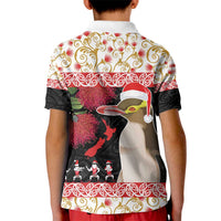 New Zealand Merry Christmas Kid Polo Shirt Hoiho Xmas - Haka Dance and Pohutukawa LT03 - Polynesian Pride