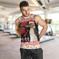 New Zealand Merry Christmas Men Tank Top Hoiho Xmas - Haka Dance and Pohutukawa LT03 White - Polynesian Pride