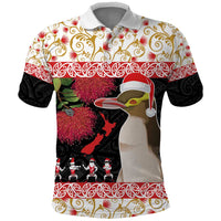 New Zealand Merry Christmas Polo Shirt Hoiho Xmas - Haka Dance and Pohutukawa LT03 White - Polynesian Pride