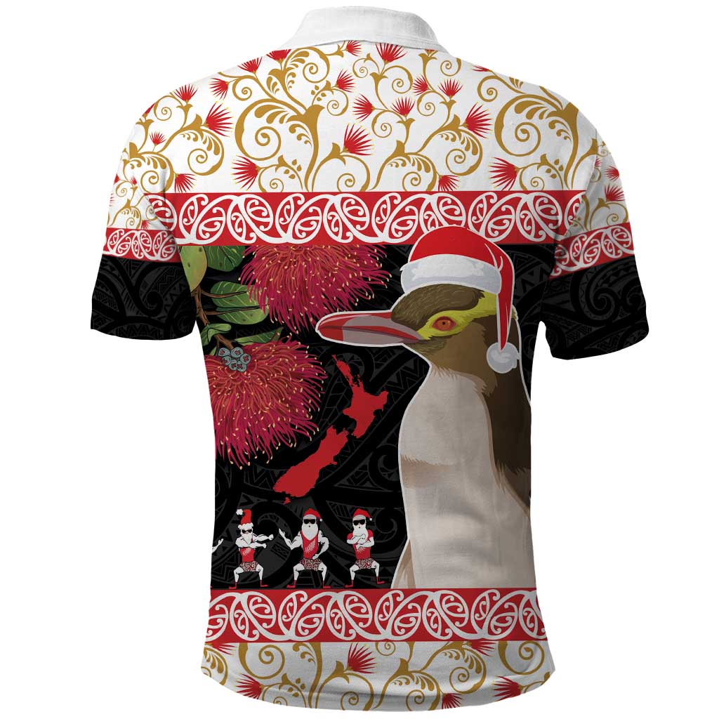 New Zealand Merry Christmas Polo Shirt Hoiho Xmas - Haka Dance and Pohutukawa LT03 - Polynesian Pride