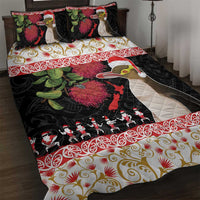 New Zealand Merry Christmas Quilt Bed Set Hoiho Xmas - Haka Dance and Pohutukawa LT03 White - Polynesian Pride