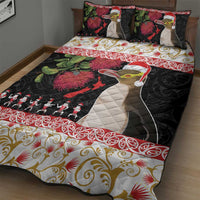 New Zealand Merry Christmas Quilt Bed Set Hoiho Xmas - Haka Dance and Pohutukawa LT03 - Polynesian Pride