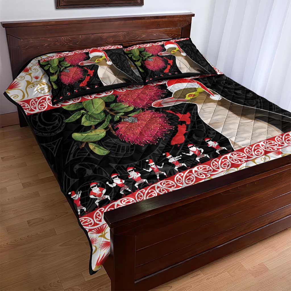 New Zealand Merry Christmas Quilt Bed Set Hoiho Xmas - Haka Dance and Pohutukawa LT03 - Polynesian Pride