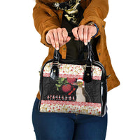 New Zealand Merry Christmas Shoulder Handbag Hoiho Xmas - Haka Dance and Pohutukawa LT03 One Size White - Polynesian Pride