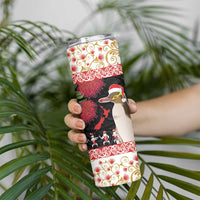 New Zealand Merry Christmas Skinny Tumbler Hoiho Xmas - Haka Dance and Pohutukawa LT03 - Polynesian Pride