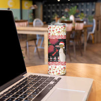 New Zealand Merry Christmas Skinny Tumbler Hoiho Xmas - Haka Dance and Pohutukawa LT03 - Polynesian Pride