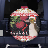 New Zealand Merry Christmas Spare Tire Cover Hoiho Xmas - Haka Dance and Pohutukawa LT03 - Polynesian Pride