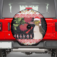 New Zealand Merry Christmas Spare Tire Cover Hoiho Xmas - Haka Dance and Pohutukawa LT03 - Polynesian Pride