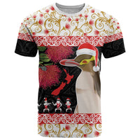 New Zealand Merry Christmas T Shirt Hoiho Xmas - Haka Dance and Pohutukawa LT03 White - Polynesian Pride