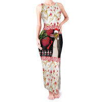 New Zealand Merry Christmas Tank Maxi Dress Hoiho Xmas - Haka Dance and Pohutukawa LT03 Women White - Polynesian Pride
