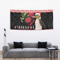 New Zealand Merry Christmas Tapestry Hoiho Xmas - Haka Dance and Pohutukawa LT03 - Polynesian Pride