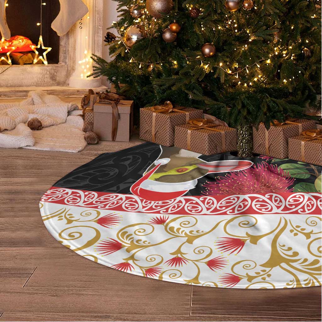 New Zealand Merry Christmas Tree Skirt Hoiho Xmas - Haka Dance and Pohutukawa LT03 - Polynesian Pride