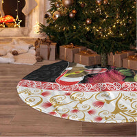 New Zealand Merry Christmas Tree Skirt Hoiho Xmas - Haka Dance and Pohutukawa LT03 - Polynesian Pride
