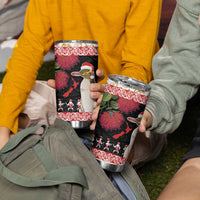 New Zealand Merry Christmas Tumbler Cup Hoiho Xmas - Haka Dance and Pohutukawa LT03 - Polynesian Pride