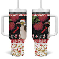 New Zealand Merry Christmas Tumbler With Handle Hoiho Xmas - Haka Dance and Pohutukawa LT03 One Size: 40 oz White - Polynesian Pride