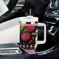 New Zealand Merry Christmas Tumbler With Handle Hoiho Xmas - Haka Dance and Pohutukawa LT03 - Polynesian Pride