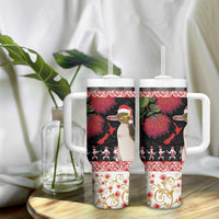 New Zealand Merry Christmas Tumbler With Handle Hoiho Xmas - Haka Dance and Pohutukawa LT03 - Polynesian Pride