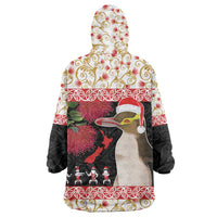 New Zealand Merry Christmas Wearable Blanket Hoodie Hoiho Xmas - Haka Dance and Pohutukawa LT03 - Polynesian Pride