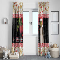 New Zealand Merry Christmas Window Curtain Hoiho Xmas - Haka Dance and Pohutukawa LT03 - Polynesian Pride