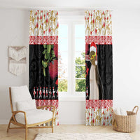 New Zealand Merry Christmas Window Curtain Hoiho Xmas - Haka Dance and Pohutukawa LT03 - Polynesian Pride