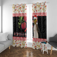 New Zealand Merry Christmas Window Curtain Hoiho Xmas - Haka Dance and Pohutukawa LT03 With Grommets White - Polynesian Pride