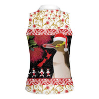 New Zealand Merry Christmas Women Sleeveless Polo Shirt Hoiho Xmas - Haka Dance and Pohutukawa LT03 - Polynesian Pride