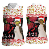 New Zealand Merry Christmas Women Sleeveless Polo Shirt Hoiho Xmas - Haka Dance and Pohutukawa LT03 - Polynesian Pride