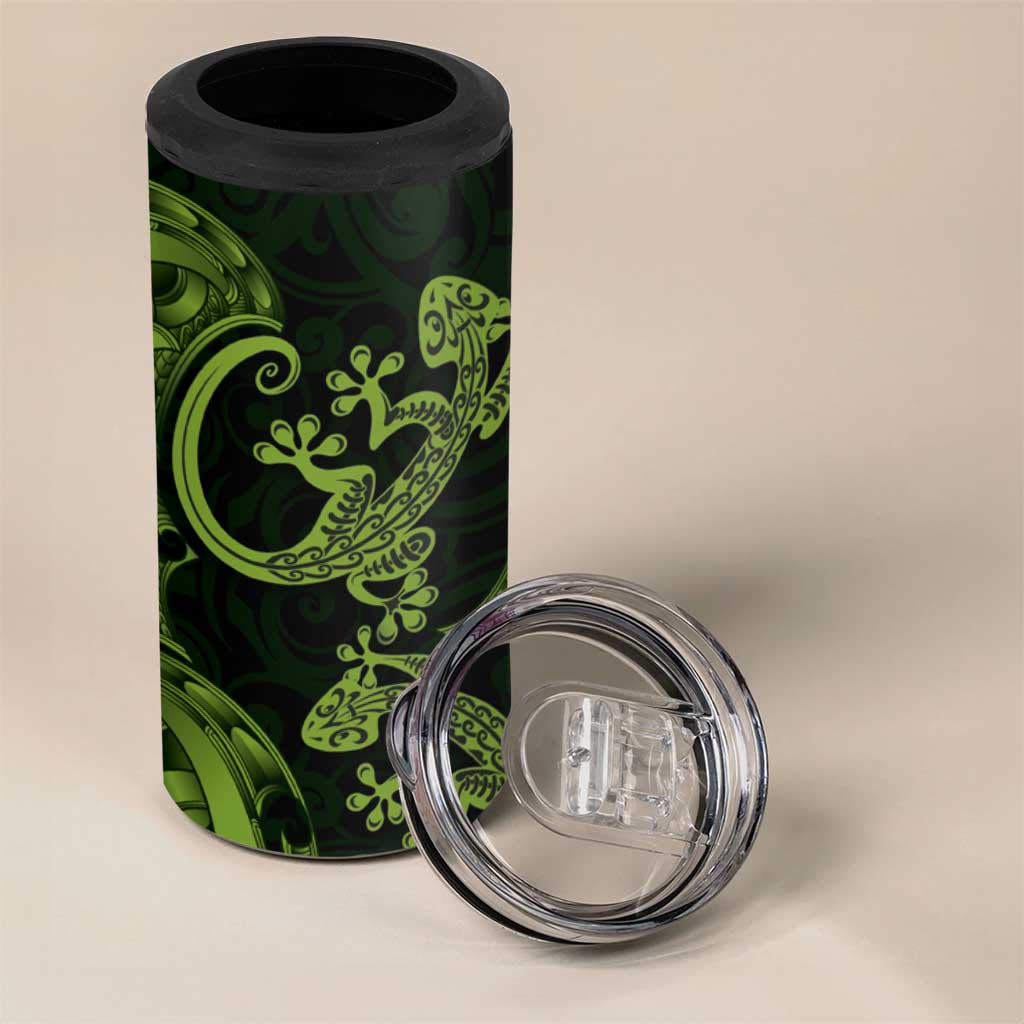 New Zealand Gecko Maori Art Tattoo 4 in 1 Can Cooler Tumbler LT03 - Polynesian Pride