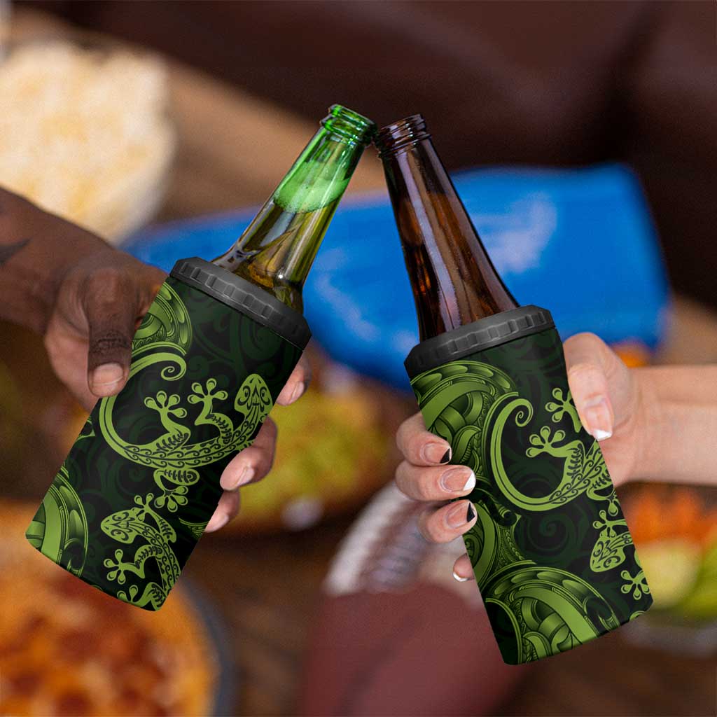 New Zealand Gecko Maori Art Tattoo 4 in 1 Can Cooler Tumbler LT03 - Polynesian Pride