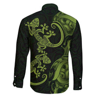 New Zealand Gecko Maori Art Tattoo Family Matching Off Shoulder Short Dress and Hawaiian Shirt LT03 - Polynesian Pride