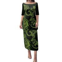 New Zealand Gecko Maori Art Tattoo Family Matching Puletasi and Hawaiian Shirt LT03 Mom's Dress Green - Polynesian Pride