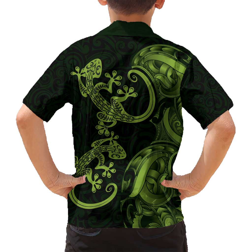 New Zealand Gecko Maori Art Tattoo Family Matching Summer Maxi Dress and Hawaiian Shirt LT03 - Polynesian Pride