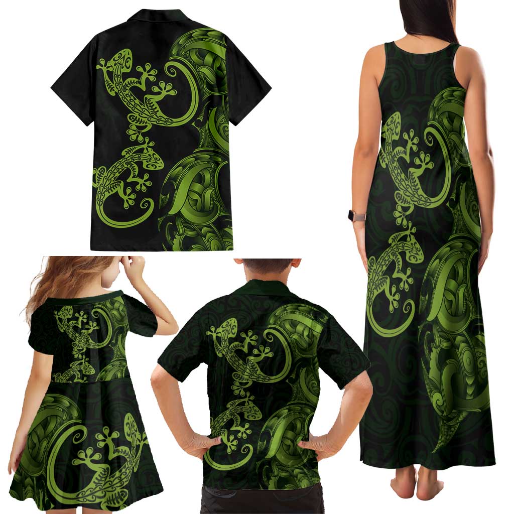 New Zealand Gecko Maori Art Tattoo Family Matching Tank Maxi Dress and Hawaiian Shirt LT03 - Polynesian Pride
