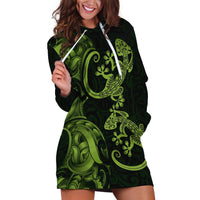 New Zealand Gecko Maori Art Tattoo Hoodie Dress LT03 Green - Polynesian Pride